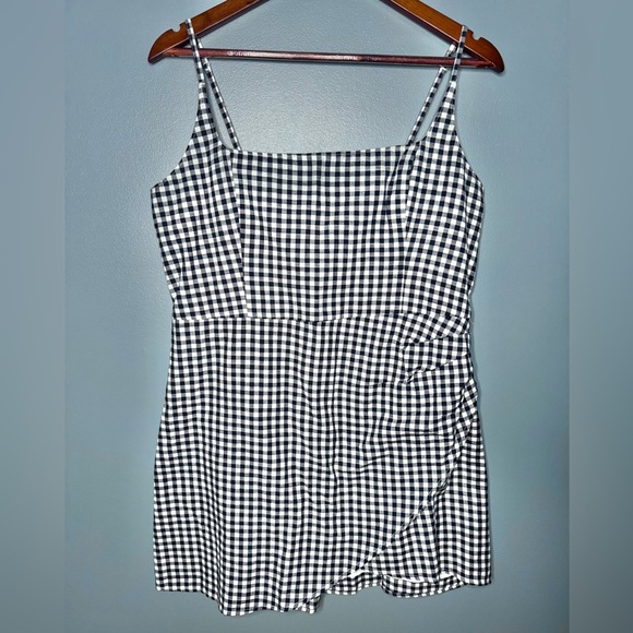 NWT Abercrombie & Fitch Navy Gingham Mini Dress | Size LP - Picture 3 of 6